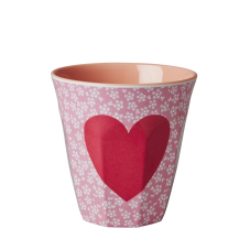 Pink Melamine Cup Heart & white flowers Two Tone Rice DK